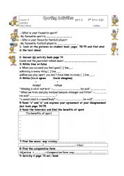 English Worksheet: SPORTING ACTIVITIES PART 2