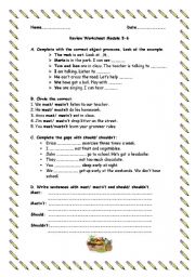English Worksheet: Should/Must/Object Pronouns