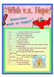 English Worksheet: Wish vs Hope