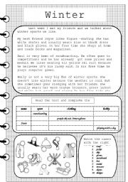 English Worksheet: Winter sports (editable with key)