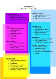 English Worksheet: Giving Opinion Agreeing and Disagreeing