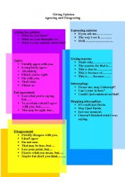 English Worksheet: Giving Opinion Agreeing and Disagreeing