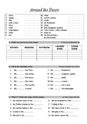 English worksheet: around the house