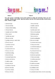 English Worksheet: Present Perfect Pair Exercise