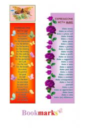 English Worksheet: Bookmarks with Do and Make