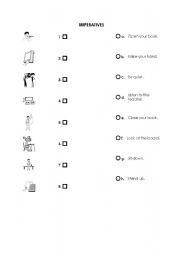 English worksheet: mperatves(classroom rules)