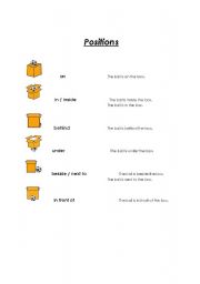 English worksheet: Positions Vocab and Sample sentences