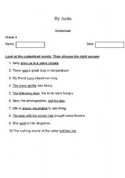 English Worksheet: subjects and predicates