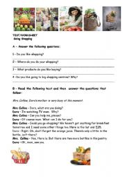 English Worksheet: Going shopping (groceries)