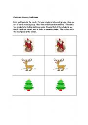 English Worksheet: Christmas Memory Card Game part 2