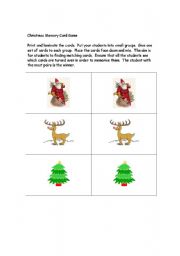 English worksheet: Christmas Memory Card Game part 2