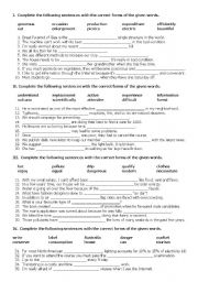 English Worksheet: Word form exercises - for Upper-Int
