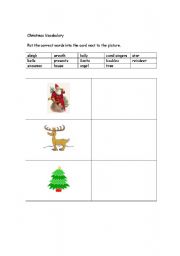 English worksheet: Christmas Memory Card Game part 1 Vocabulary