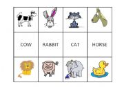 English Worksheet: Animals memory game - part 1
