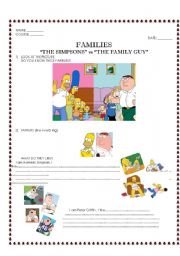 English Worksheet: FAMILIES The Simpsons vs Family Guy  1/3