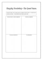 English worksheet: shopping brainstorm