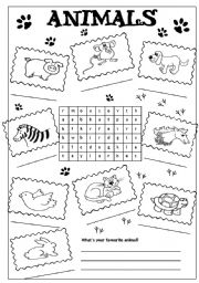 English Worksheet: animals