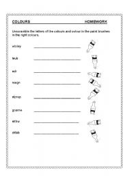 English worksheet: Colours