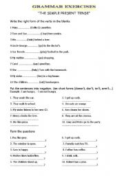 English Worksheet: simple present tense