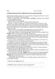 English worksheet: reading Comprehension