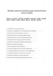English Worksheet: idiomatic expressions describing people