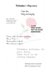 English Worksheet: St. Valentines poems