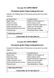English Worksheet: Expressing preference