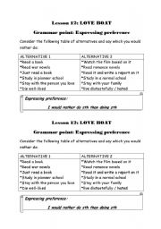 English worksheet: Expressing preference