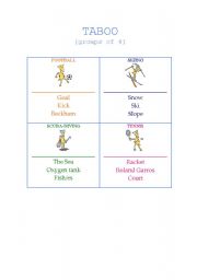 English Worksheet: taboo about spots