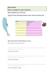 English Worksheet: Big and small animals