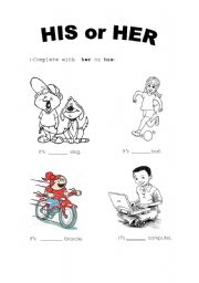 English Worksheet: his or her