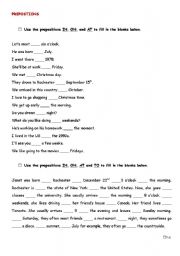 English Worksheet: Preposition 