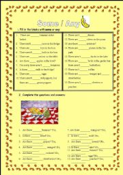 English Worksheet: Some / any