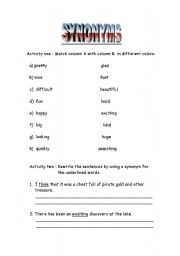 English Worksheet: SYNONYMS