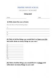 English Worksheet: Using Land