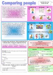 English Worksheet: comparing people ( elementary)