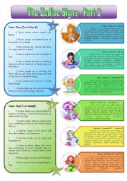 English Worksheet: Zodiac Signs_Part 2