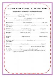 English Worksheet: SIMPLE PAST & PAST CONTINUOUS