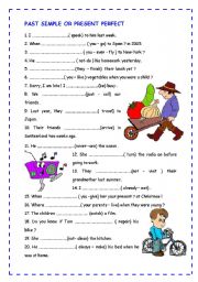 English Worksheet: Past simple or present perfect ? 20 sentences with key