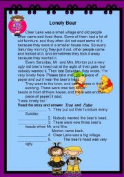 English Worksheet: Lonely Bear