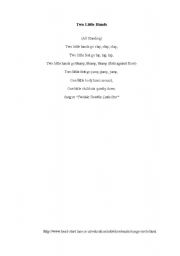 English Worksheet: Two Little Hands