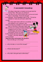 English Worksheet: A successful mousetrap