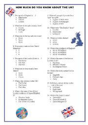 English Worksheet: How do you know about UK?