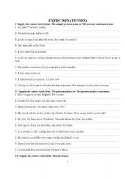 English Worksheet: Tenses review exercises