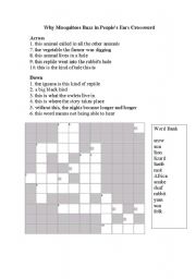 English Worksheet: Why Mosquitoes Buzz in People´s Ears Crossword Puzzle