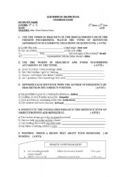 English Worksheet: GRAMMAR TEST