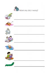 English worksheet: What are they doing?