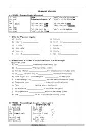 English Worksheet: GRAMMAR REVISION: PRESENT AND PAST SIMPLE