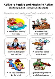 English Worksheet: Active - Passive game (past tenses) - part 2