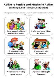 English Worksheet: Active - passive game (past tenses) - part 3